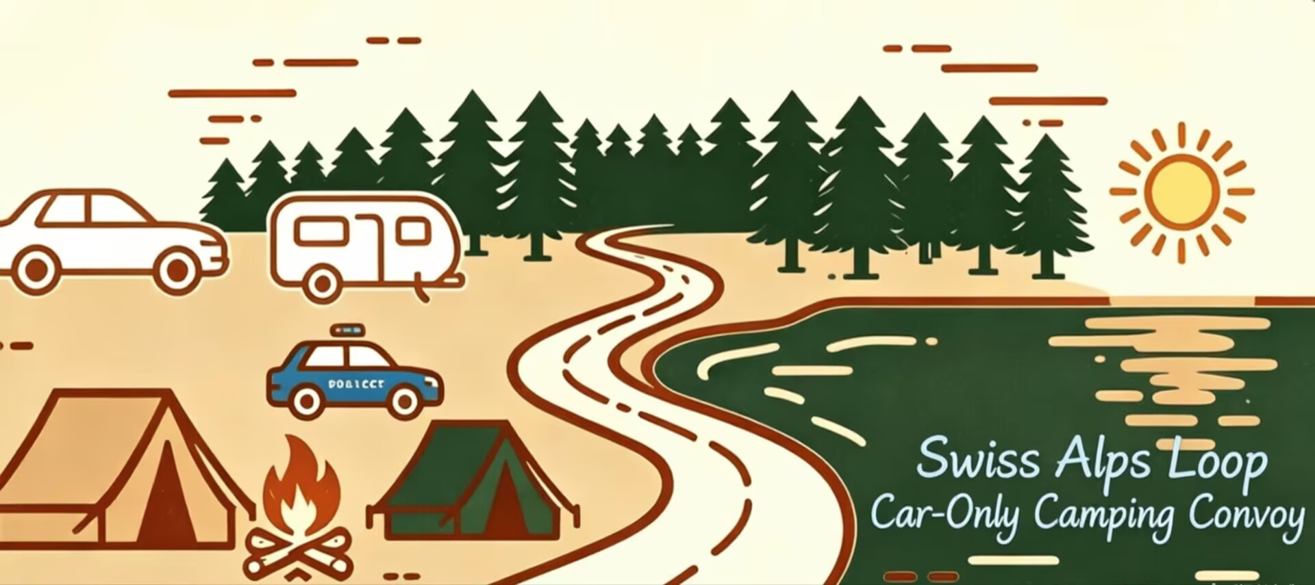 Swiss Alps toop Car-Only Camping Convoy